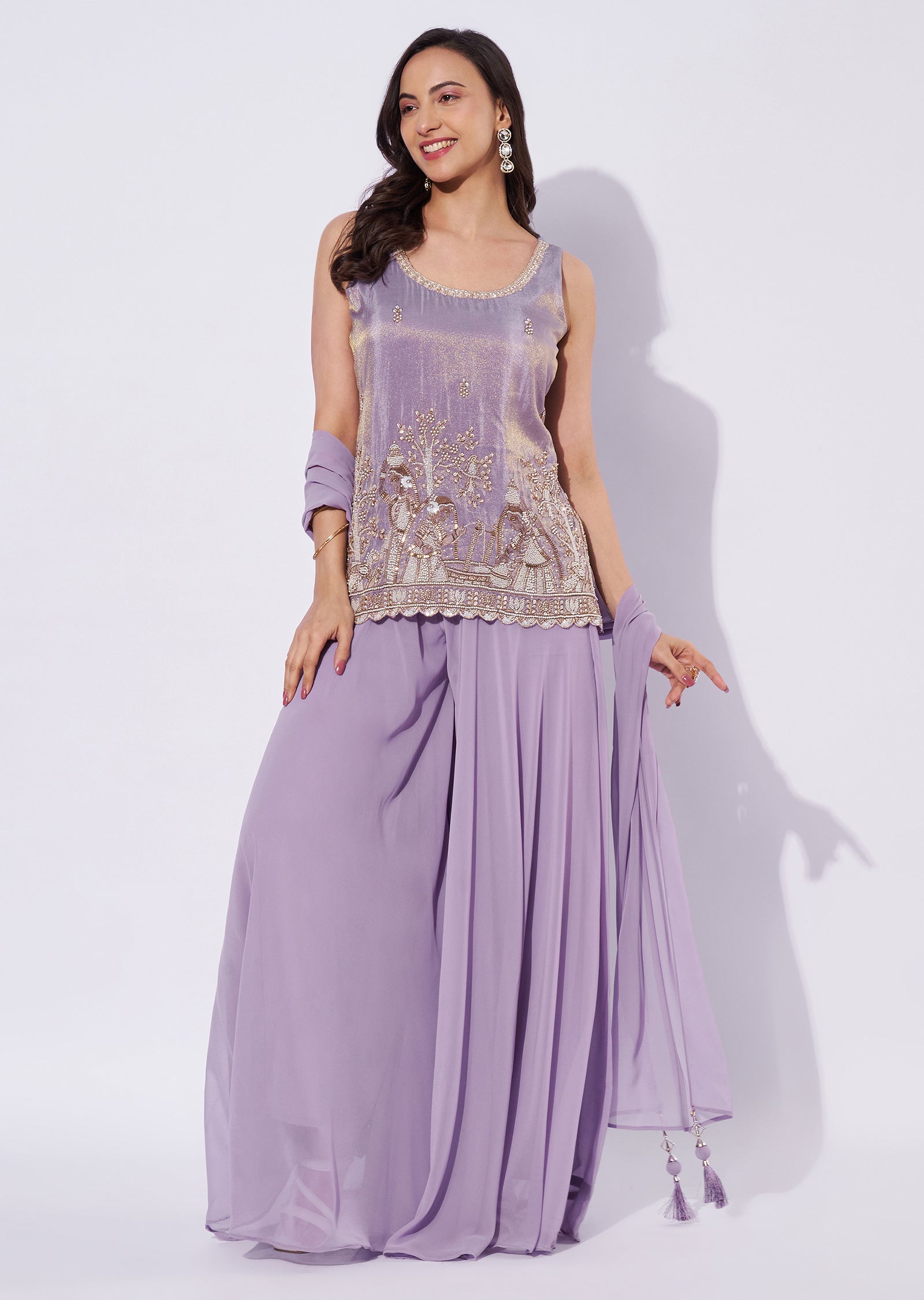 Lavender Tissue Palazzo Set