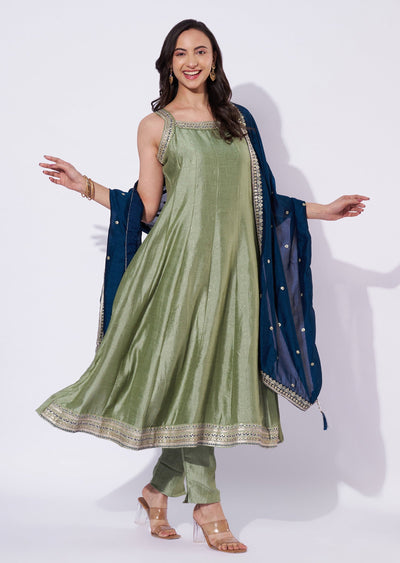 Dusty Green Anarkali Suit