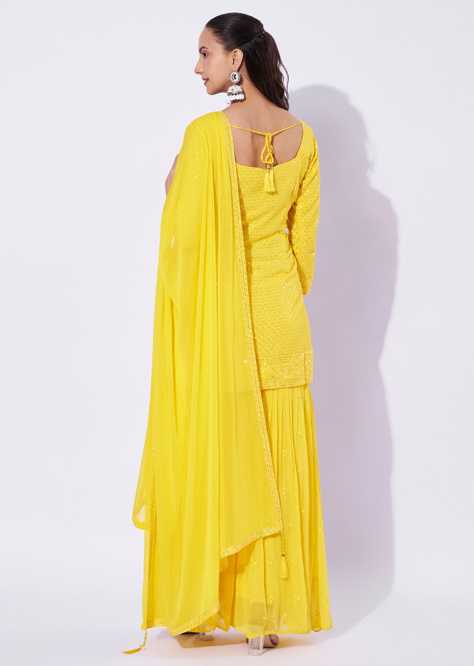 Yellow Georgette Gharara Set