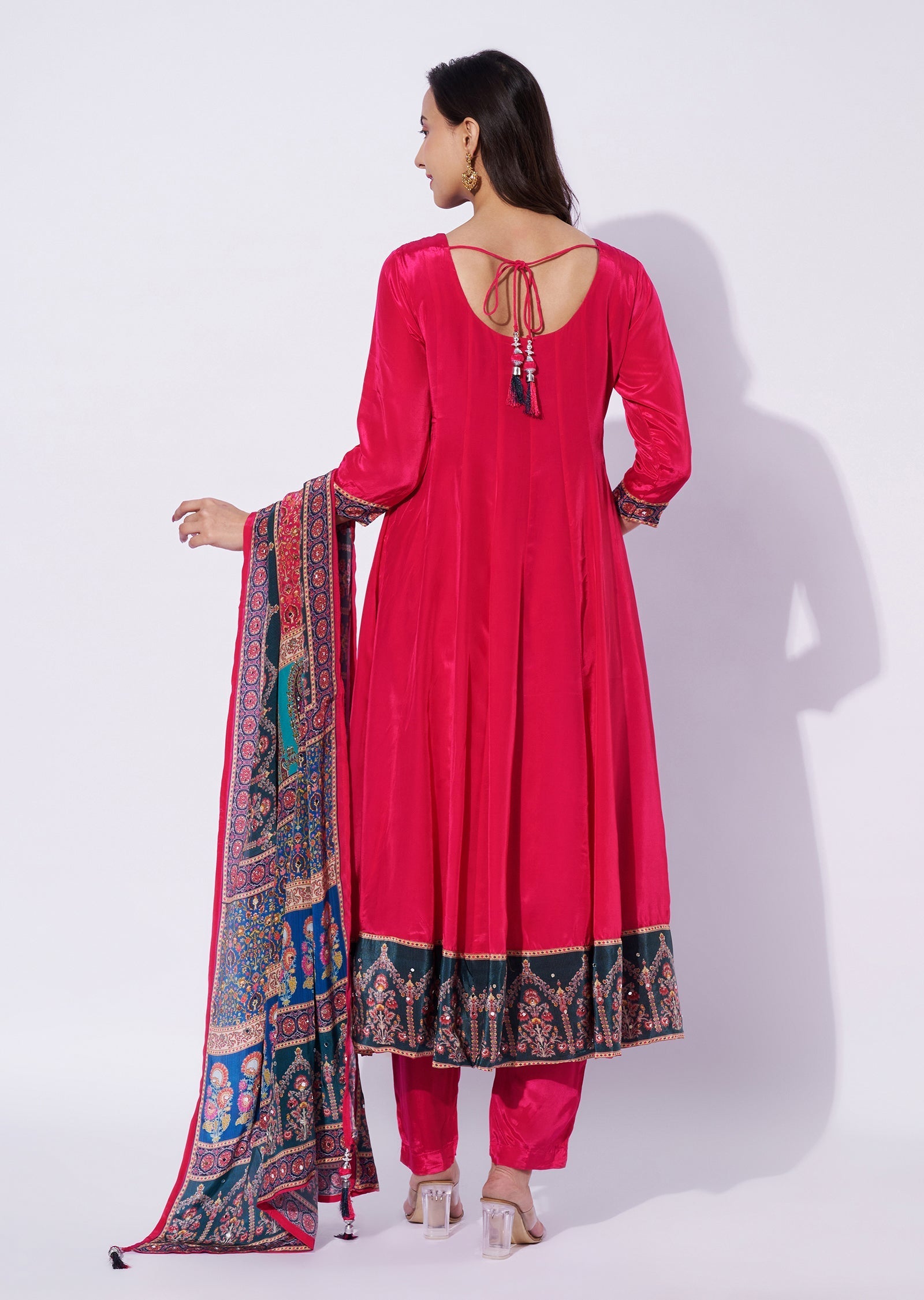 Rani Pink Crepe Anarkali Suit