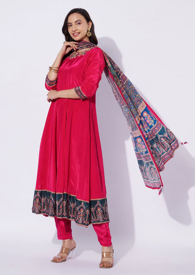 Rani Pink Crepe Anarkali Suit