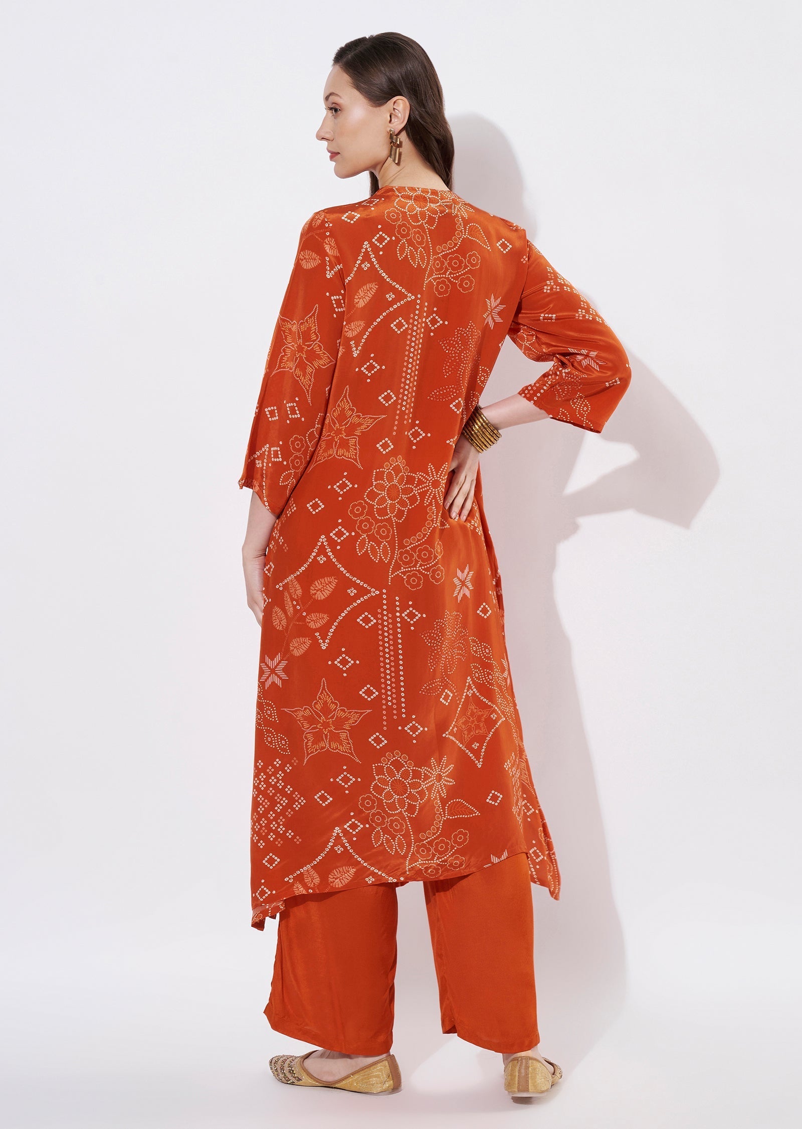 Orange Crepe Straight cut set
