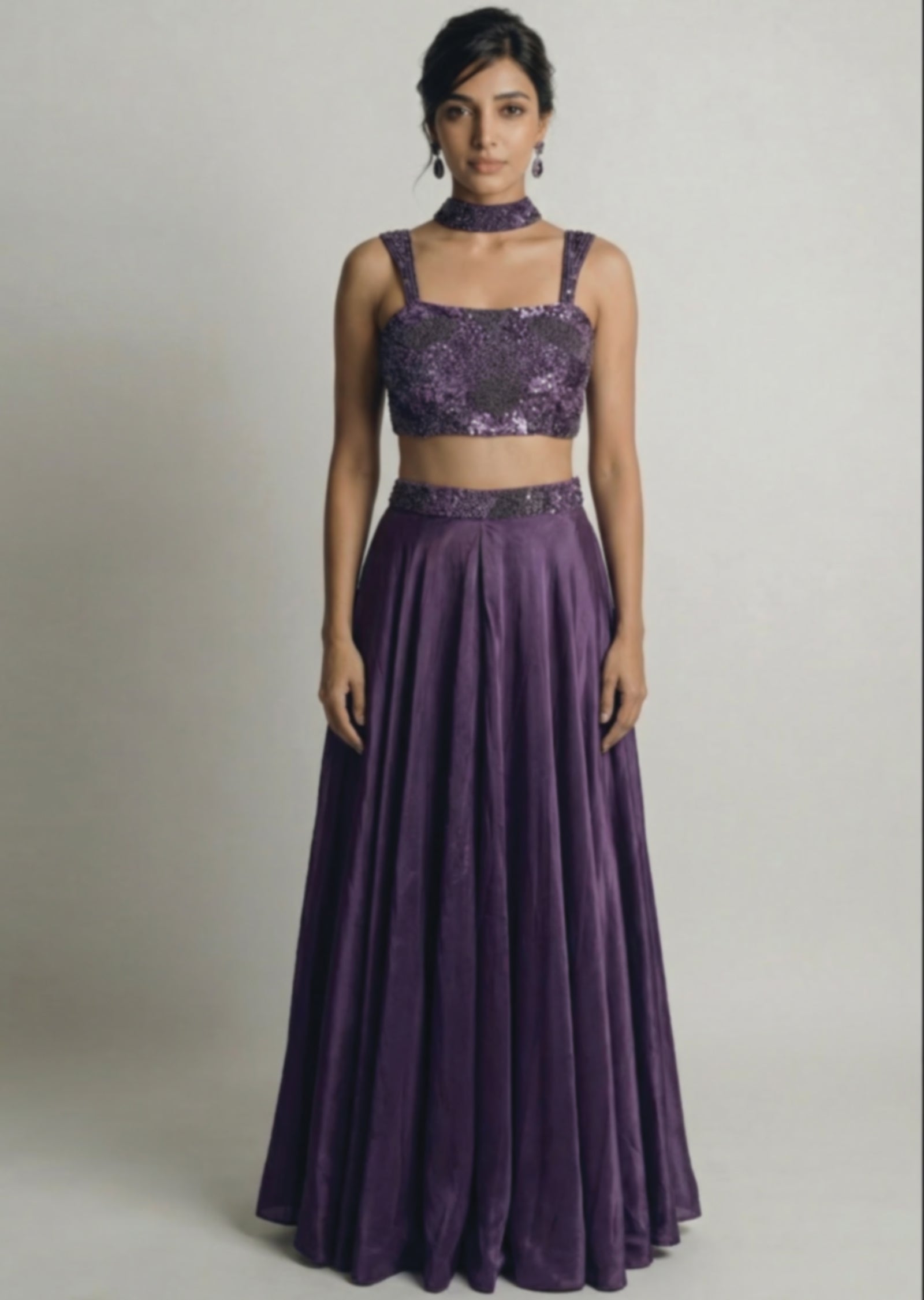 Elegant Mauve Chinnon Lehenga Set