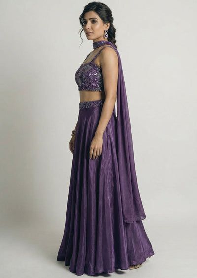 Elegant Mauve Chinnon Lehenga Set