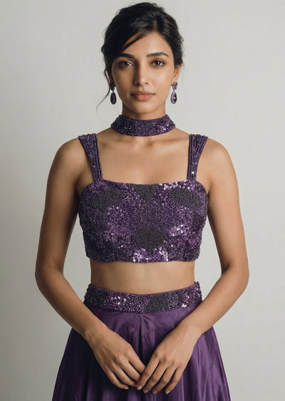 Elegant Mauve Chinnon Lehenga Set