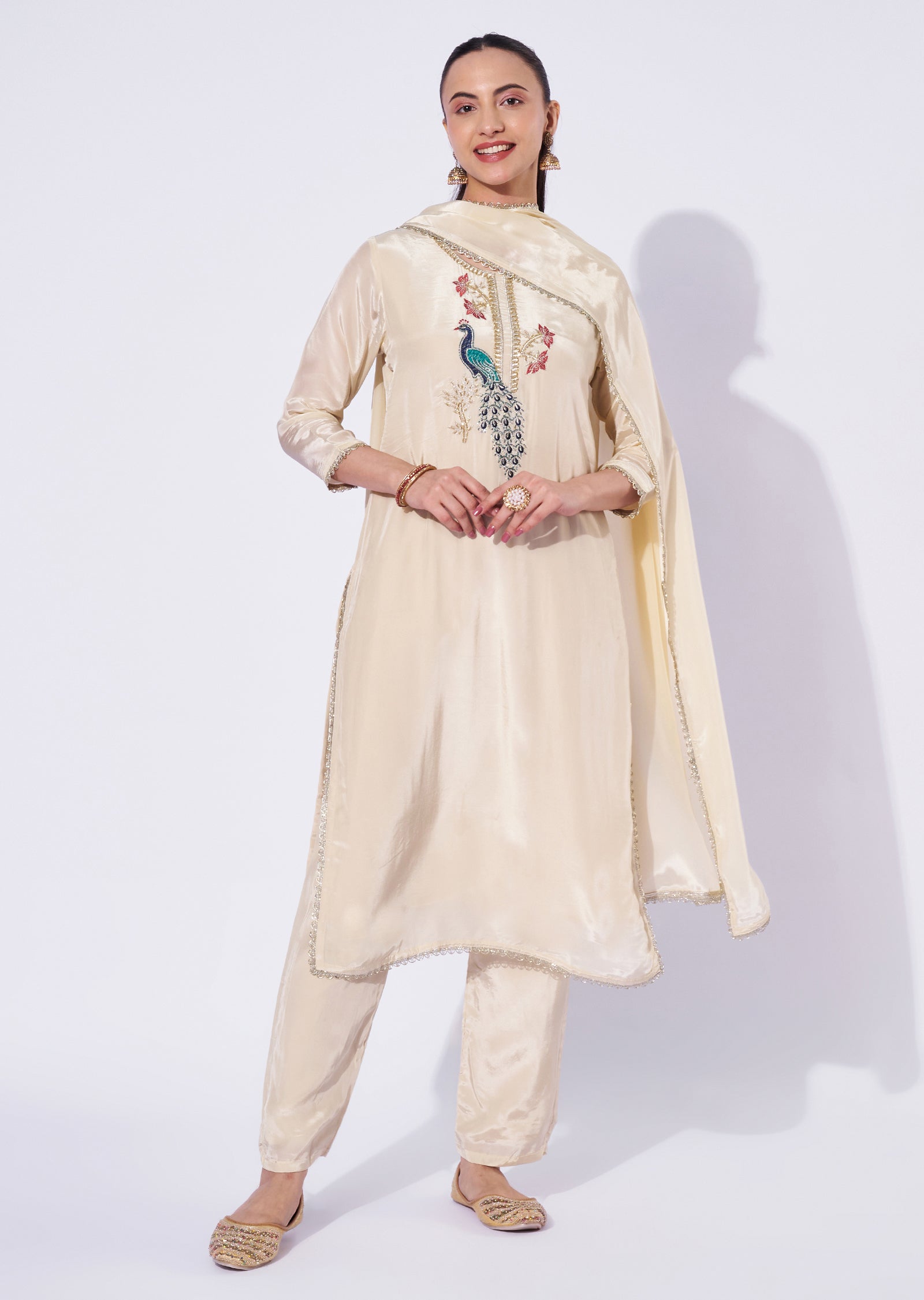 Dark Beige Crepe Straight Cut Suit