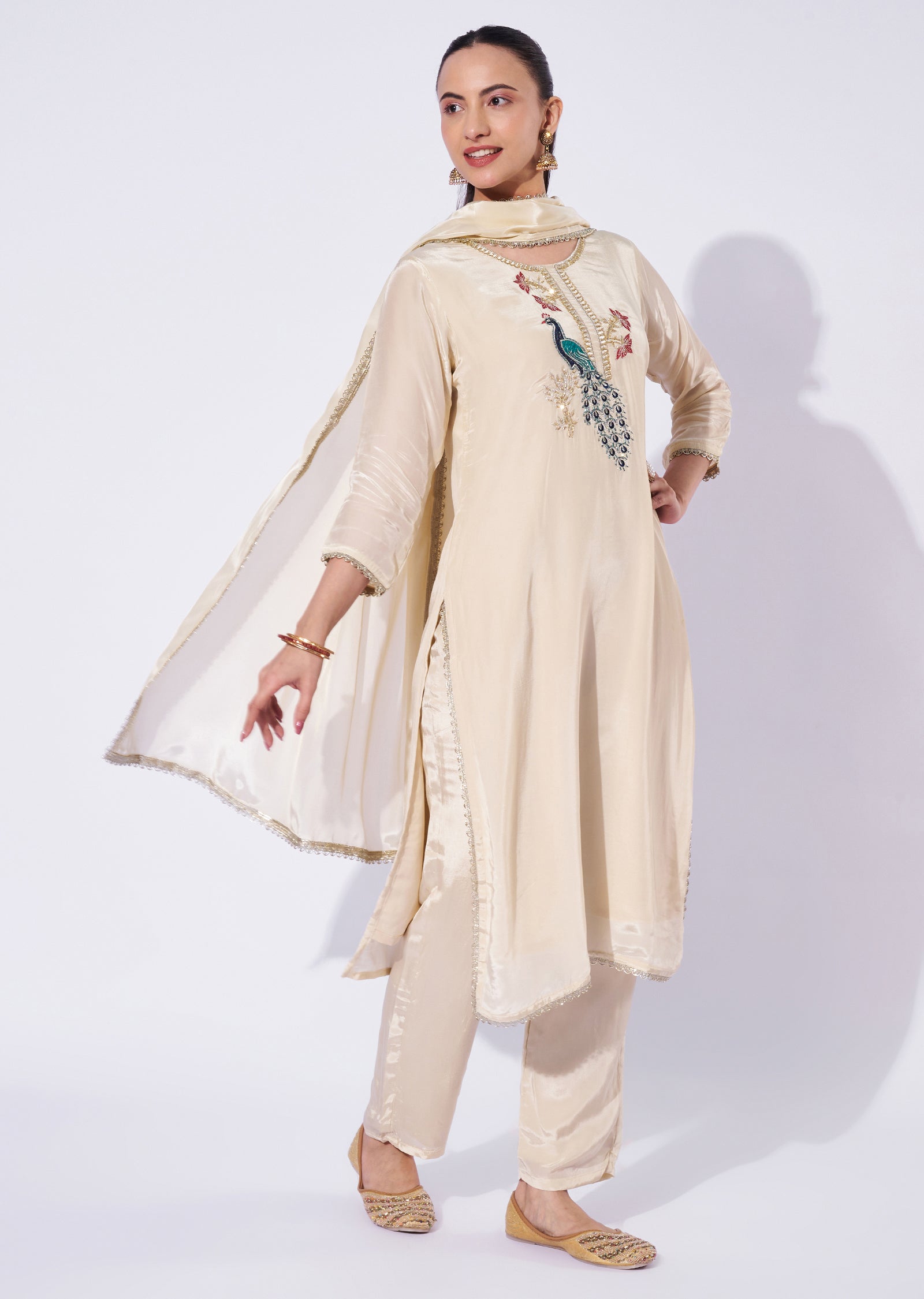 Dark Beige Crepe Straight Cut Suit