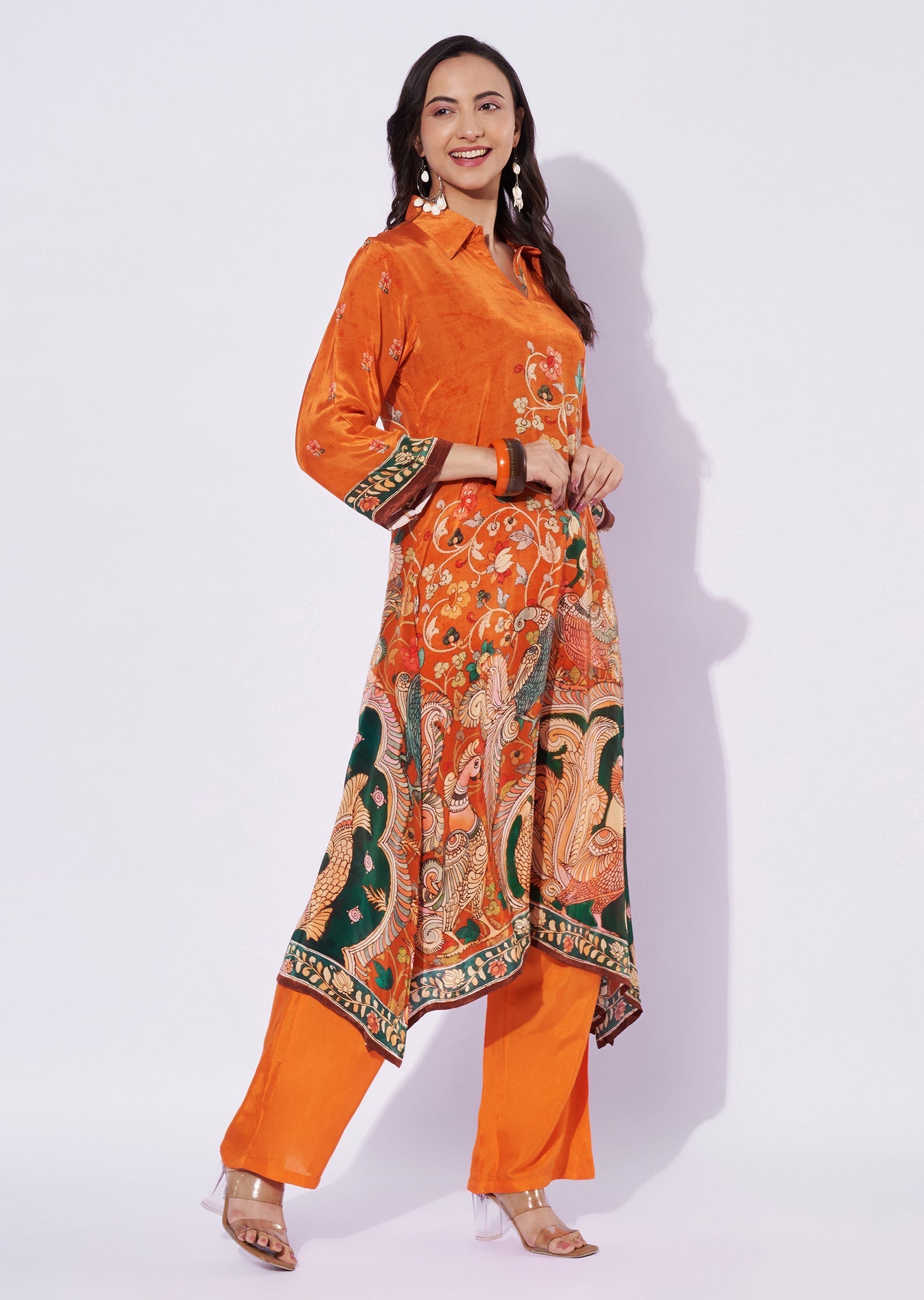 Orange Crepe Straight Cut Suit