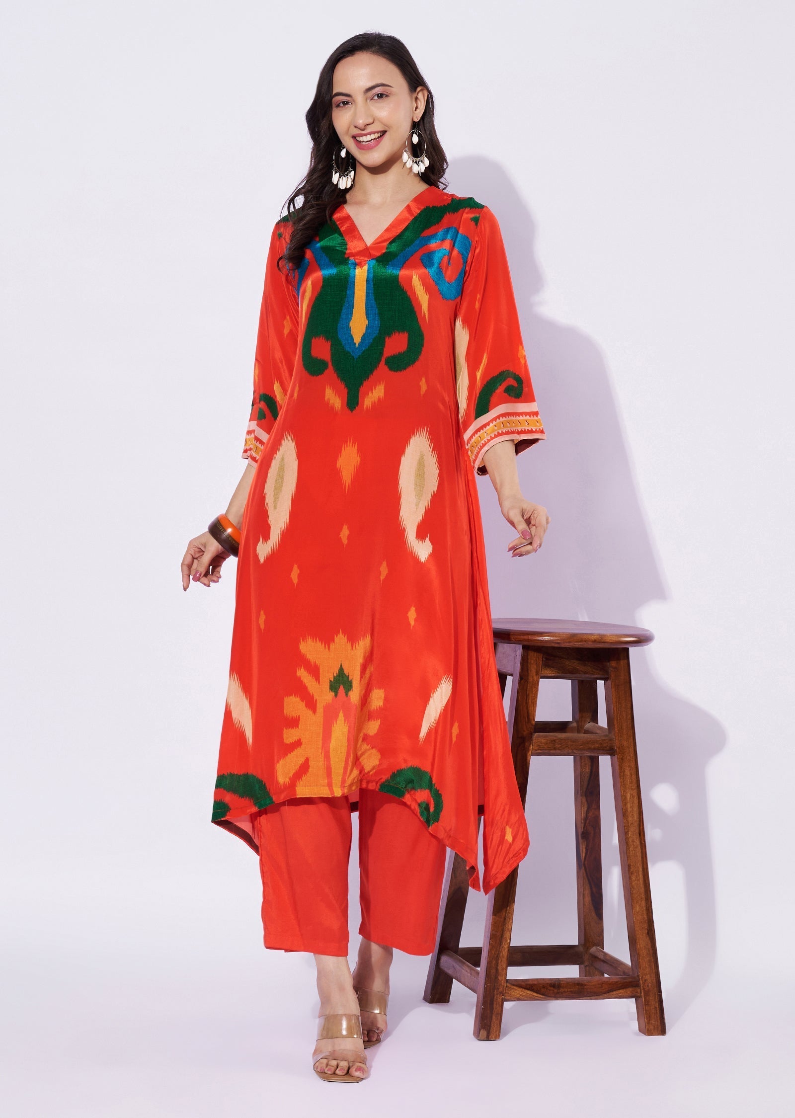 Dark Orange Crepe Straight Cut Suit