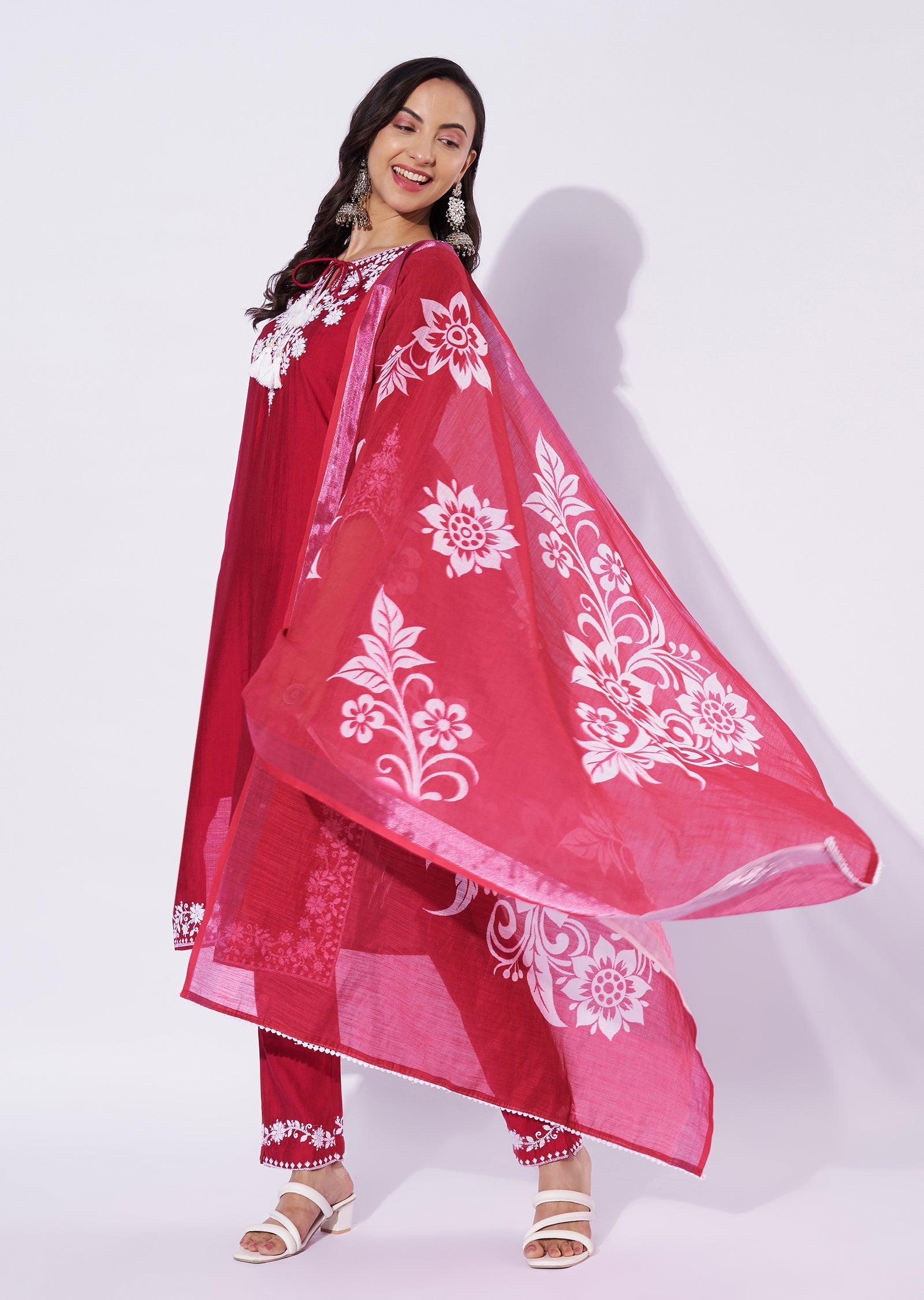 Rani Pink Cotton Straight Cut Suit