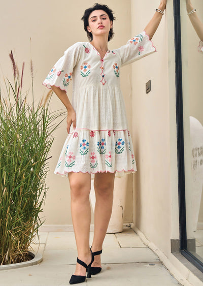 Cream Cotton Midi Dress