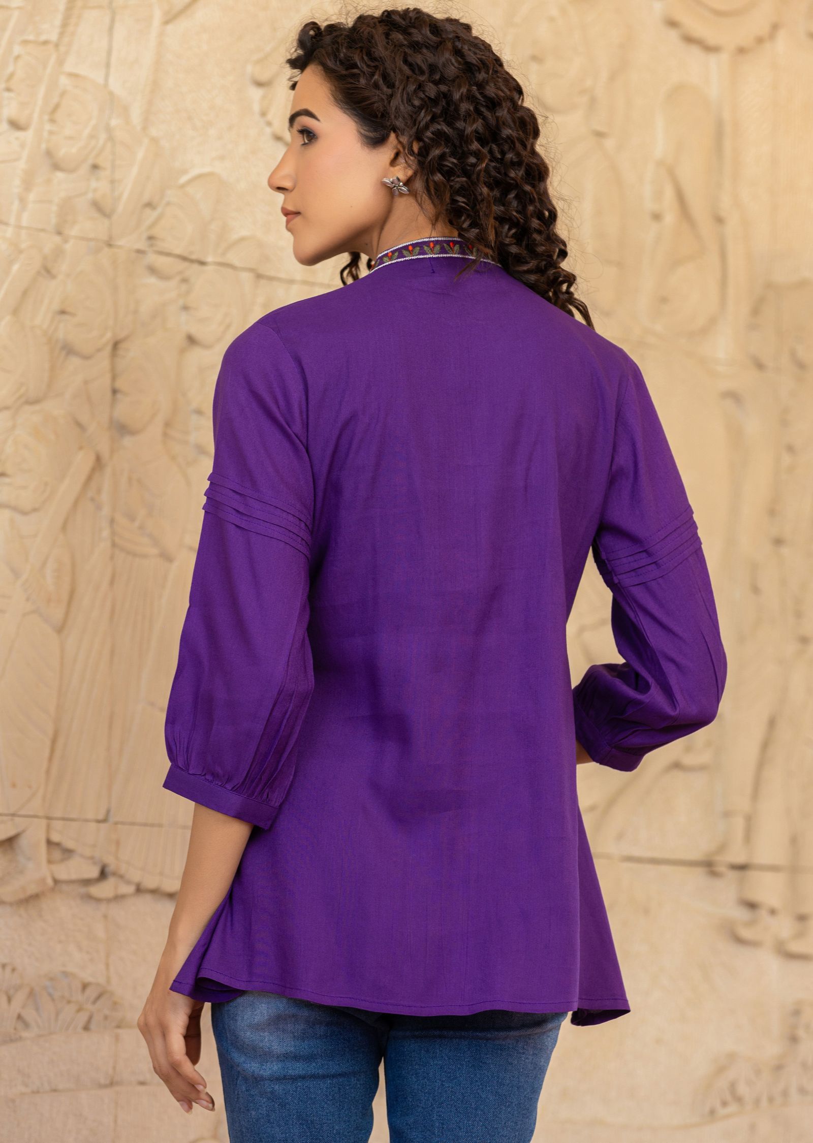 Purple Cotton Kurti Top