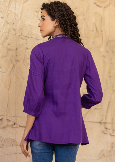 Purple Cotton Kurti Top