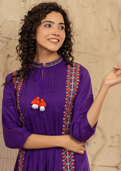 Purple Cotton Kurti Top