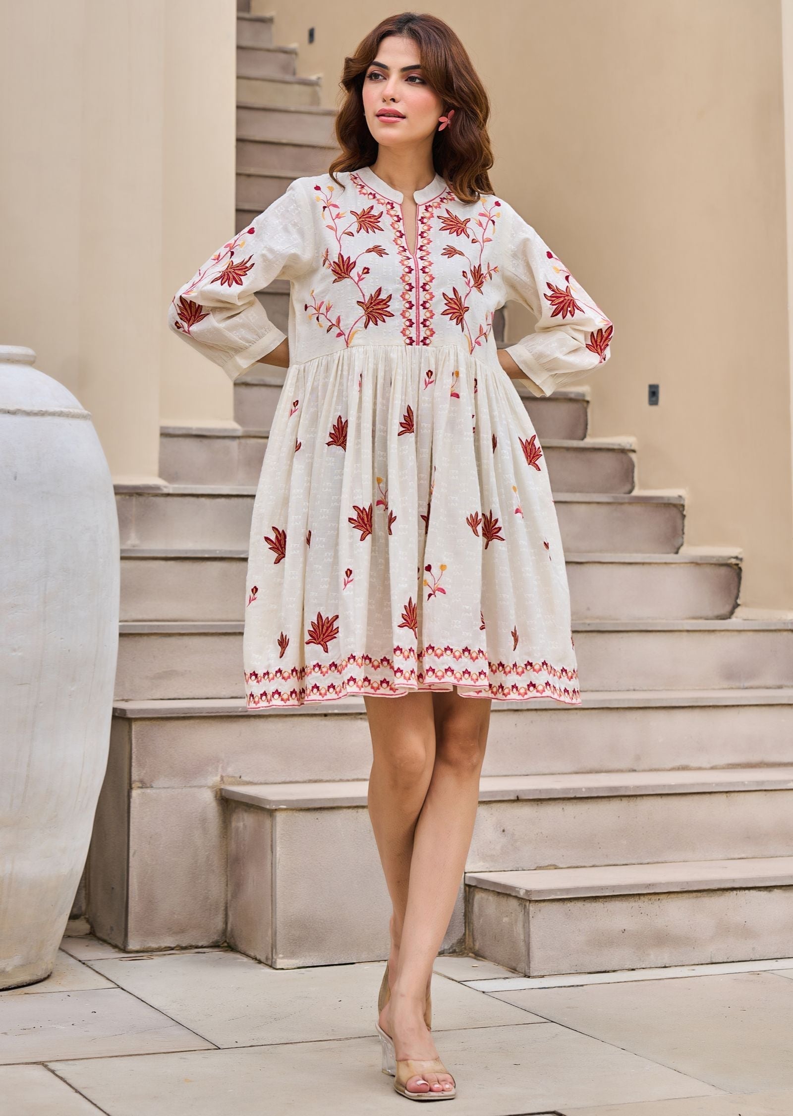 Cream Cotton Midi Dress