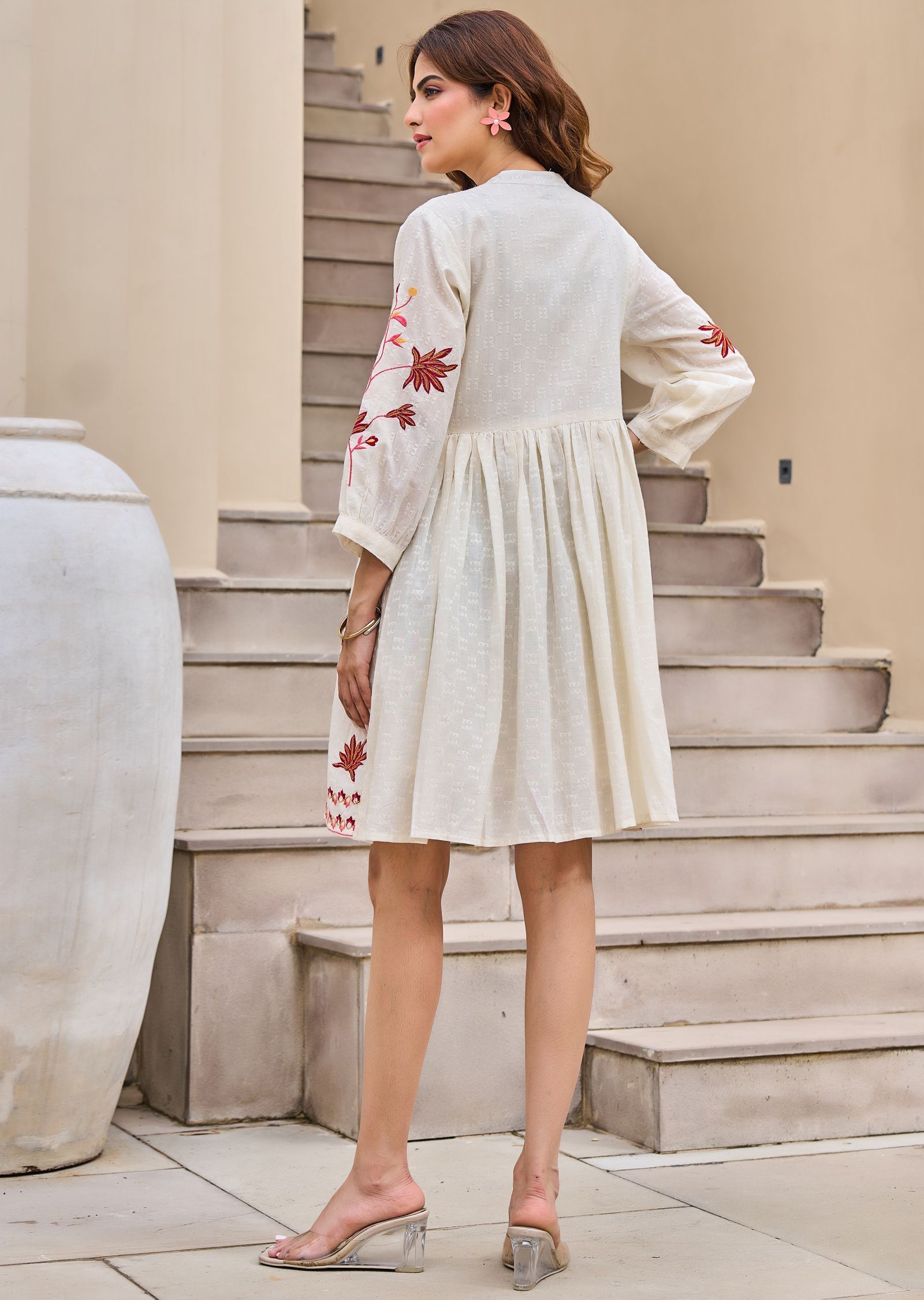 Cream Cotton Midi Dress