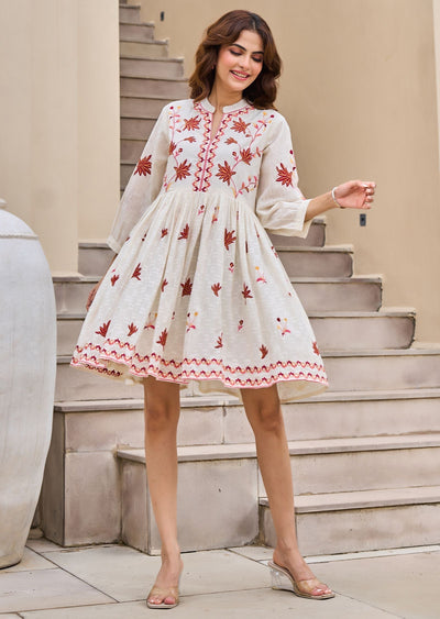 Cream Cotton Midi Dress