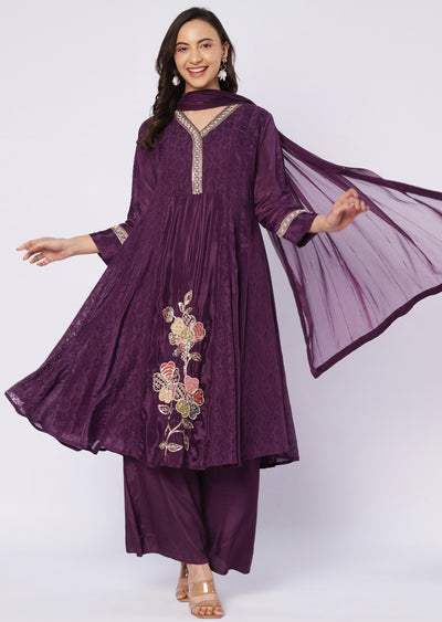 Wine muslin Anarkali