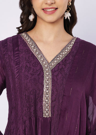 Wine muslin Anarkali