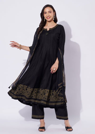 Black Gold Anarkali Suit