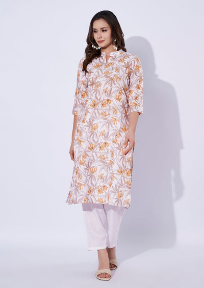 cream Silk Kurti set
