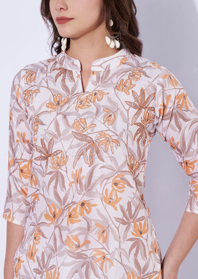 cream Silk Kurti set