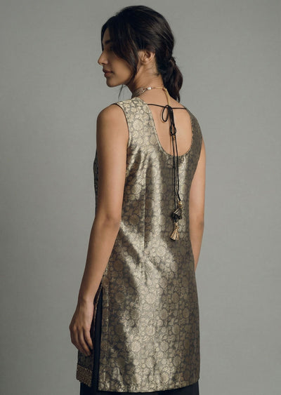 Black Sharara Suit With Gold Brocade