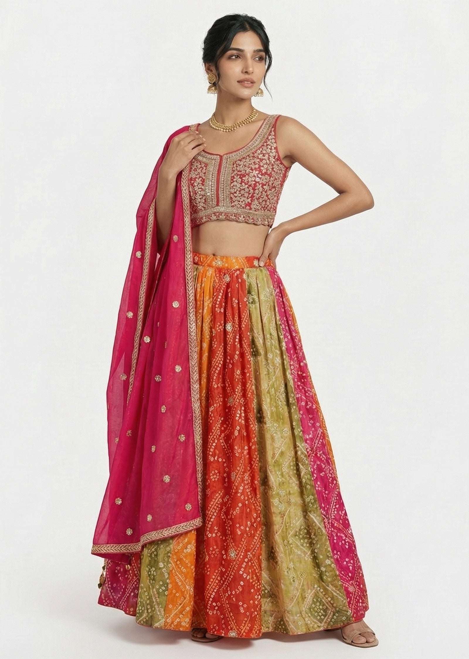 Luxury Pink Organza Lehenga Set