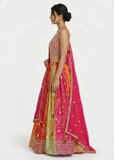 Luxury Pink Organza Lehenga Set