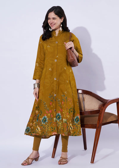 Mustard printed kurti
