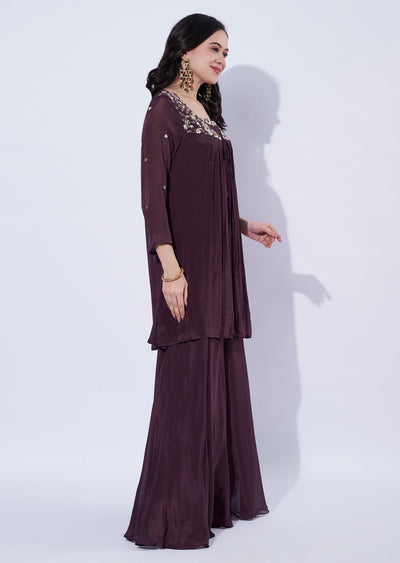 Brown Chinnon Palazzo Set