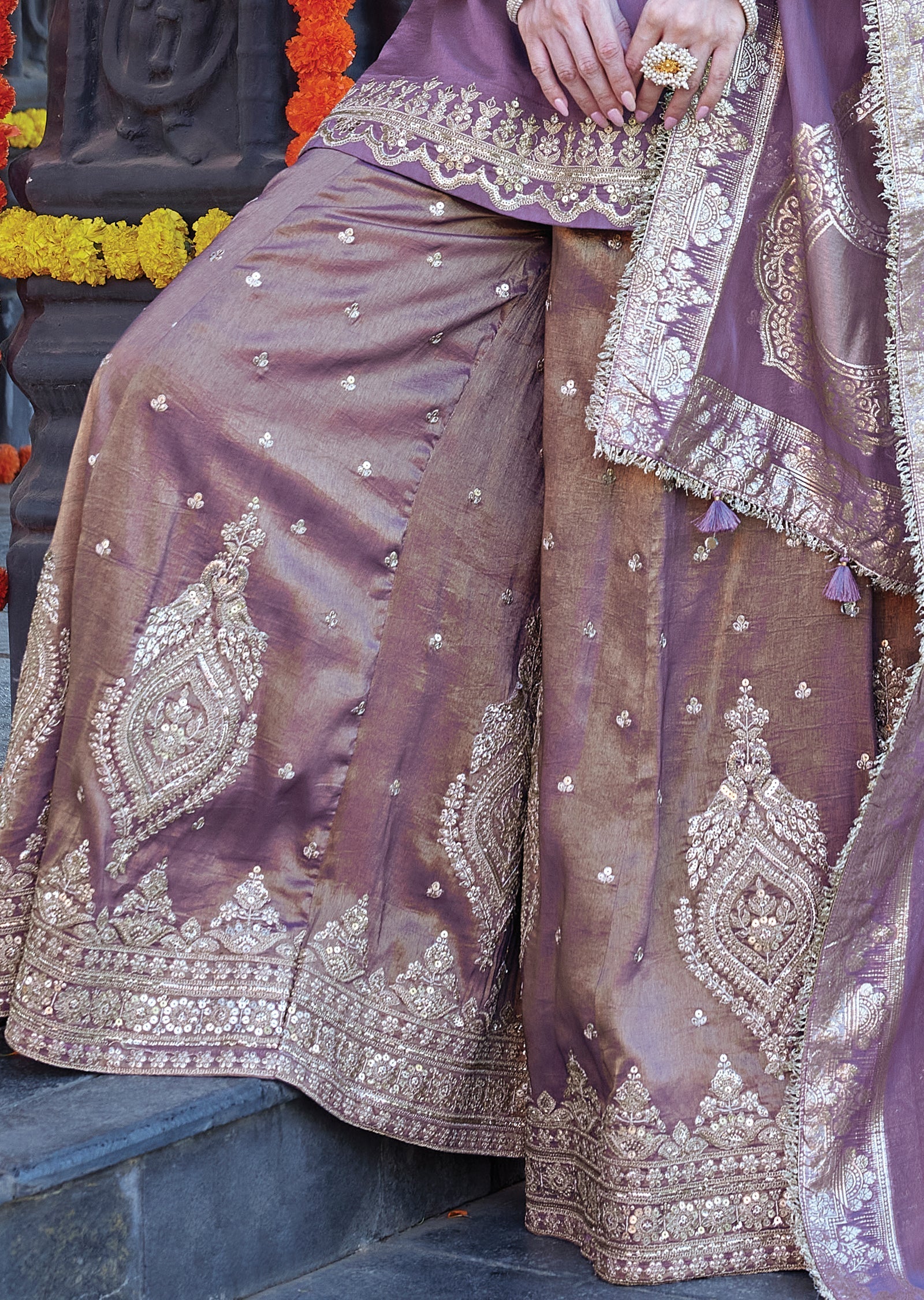 Mauve silk Sharara