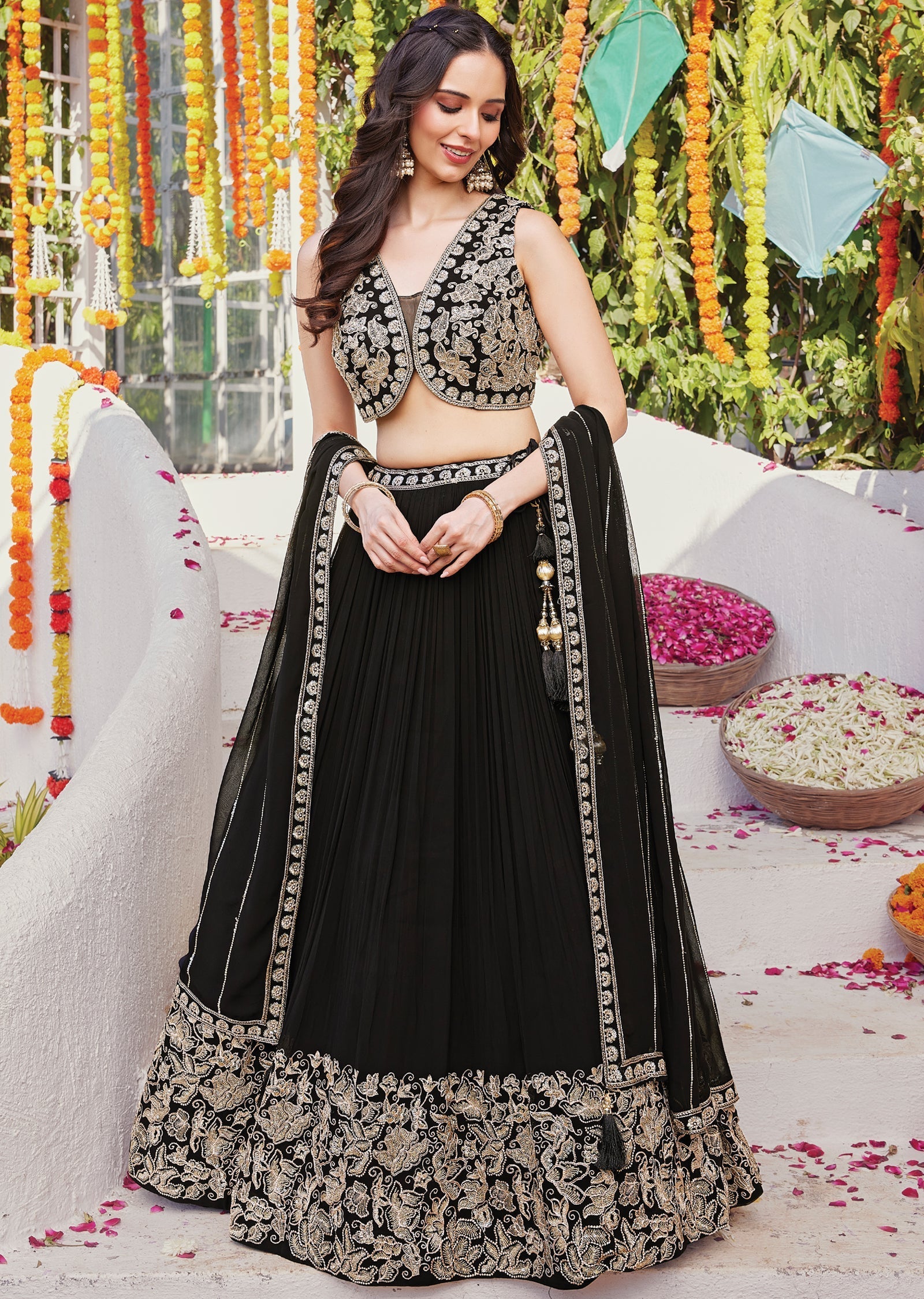 Black Organza lehenga