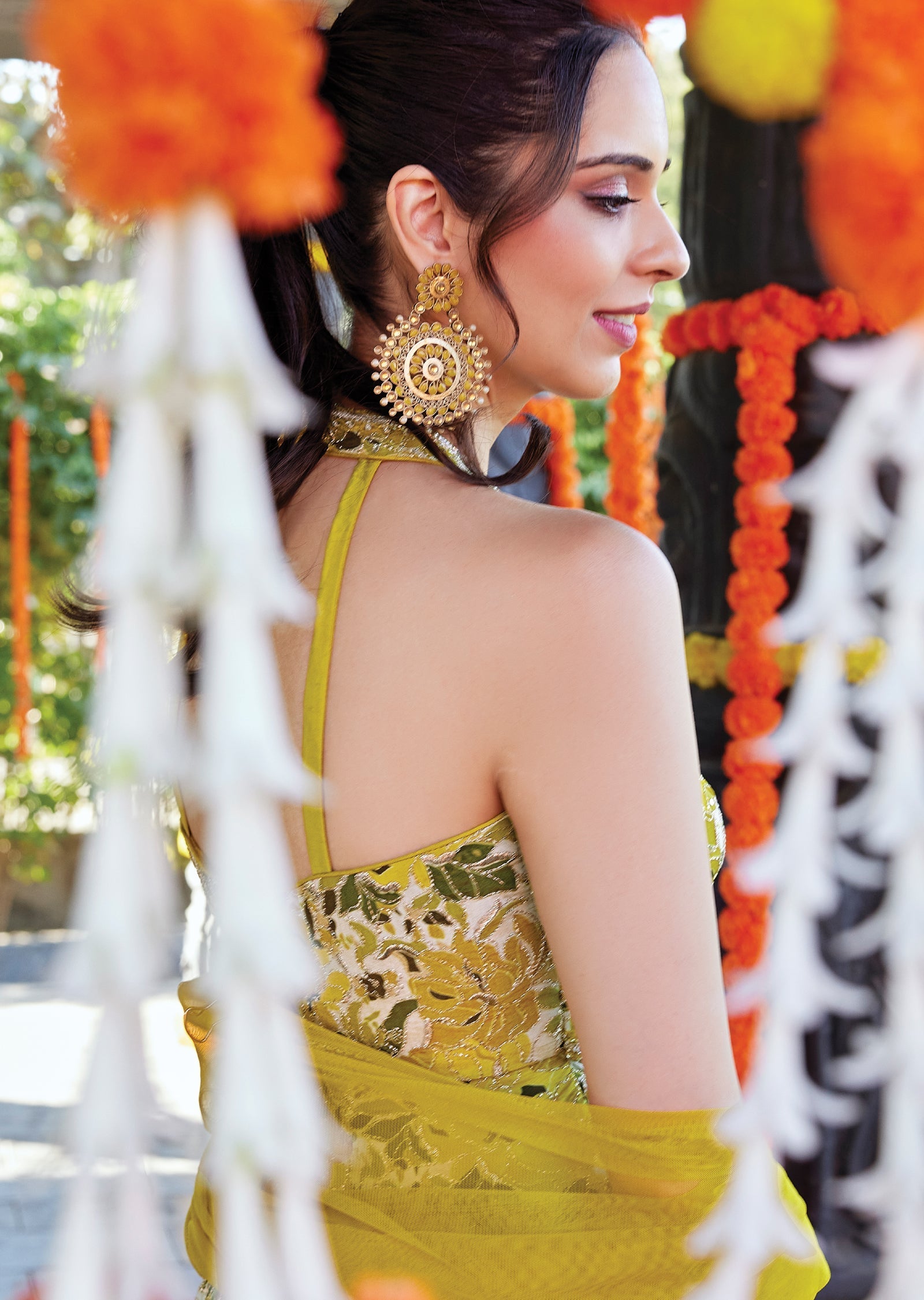 Yellow-green Chinnon Sharara set