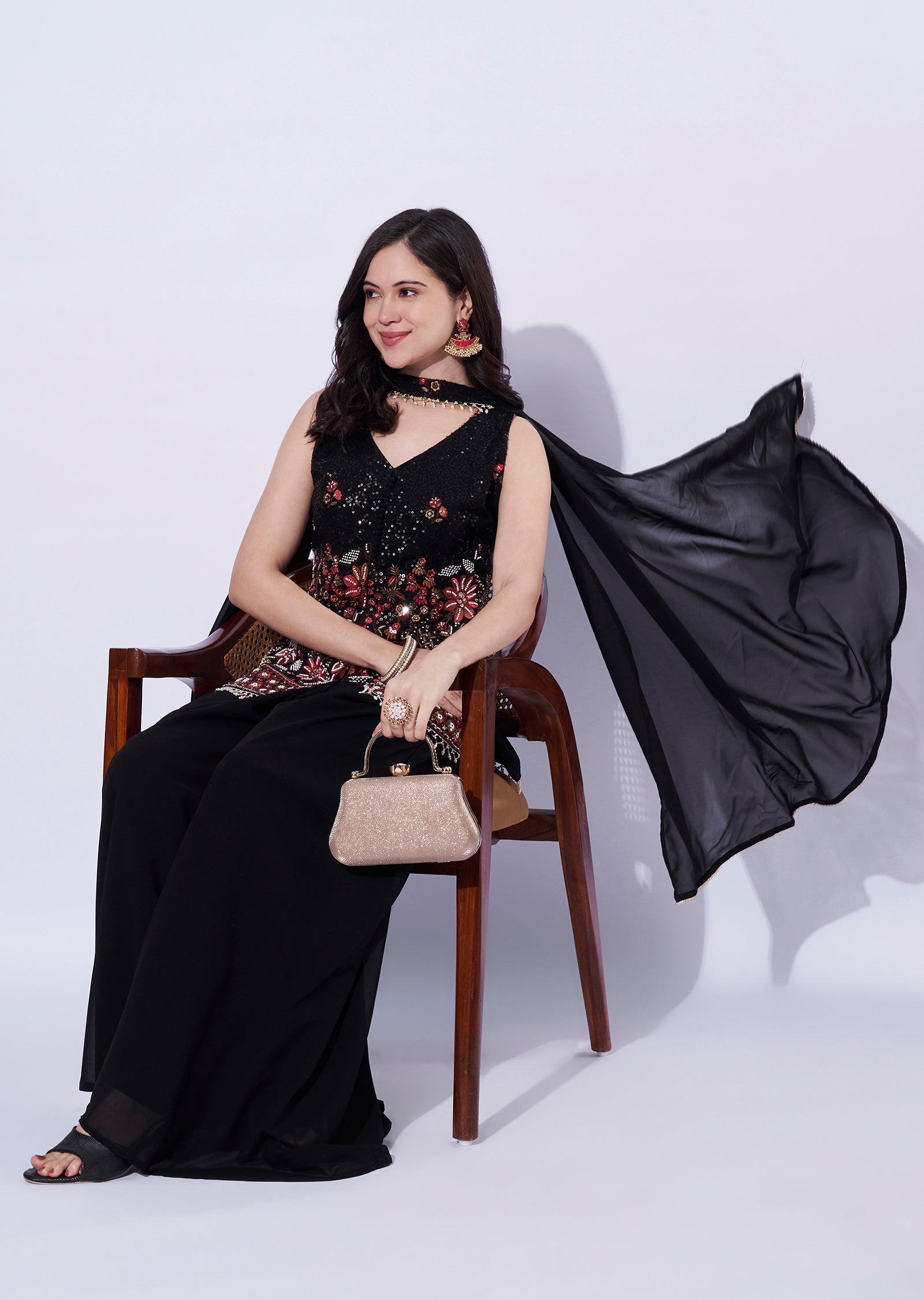 Black Organza Palazzo Set