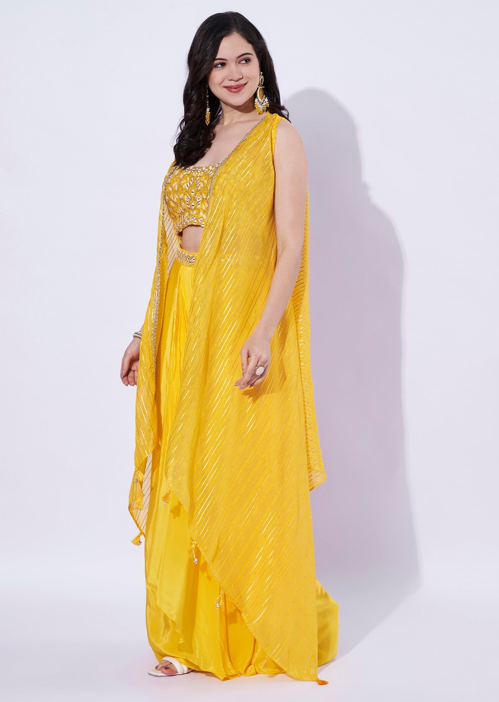 Pink Chinnon Indowestern Set