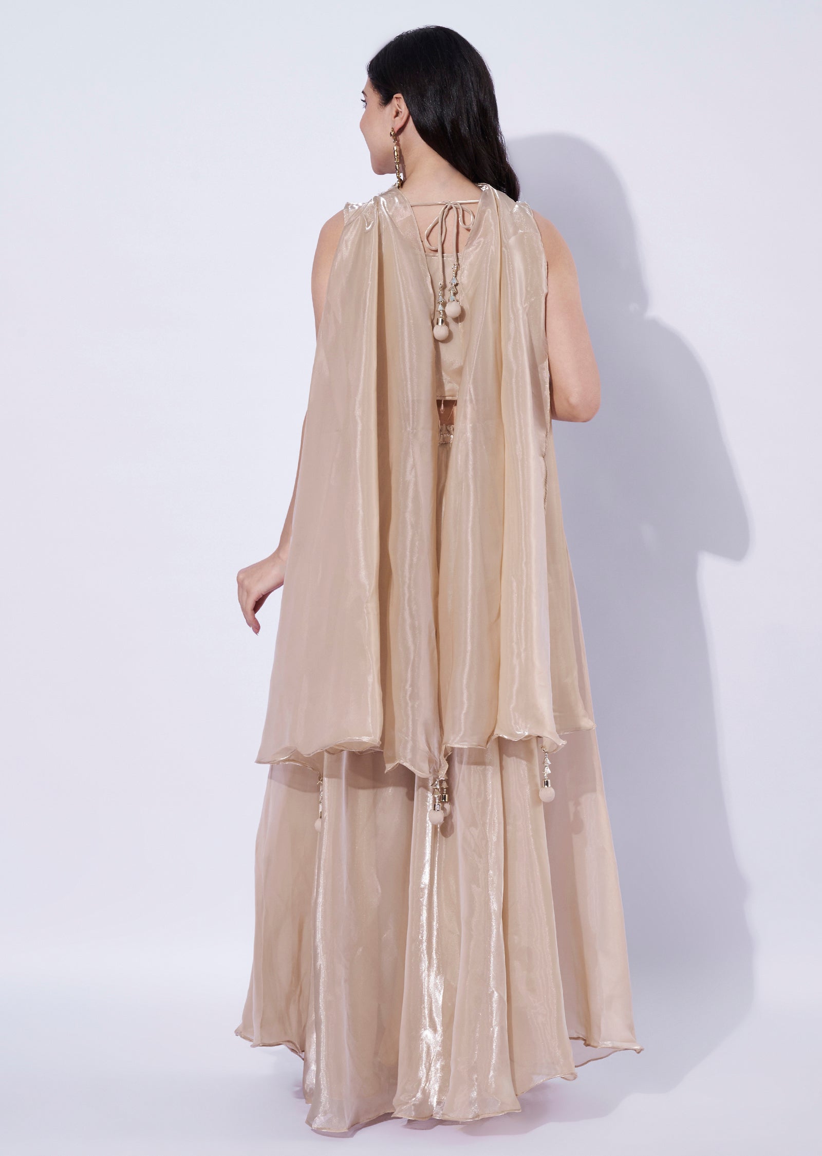 Beige Indo western Palazzo Set