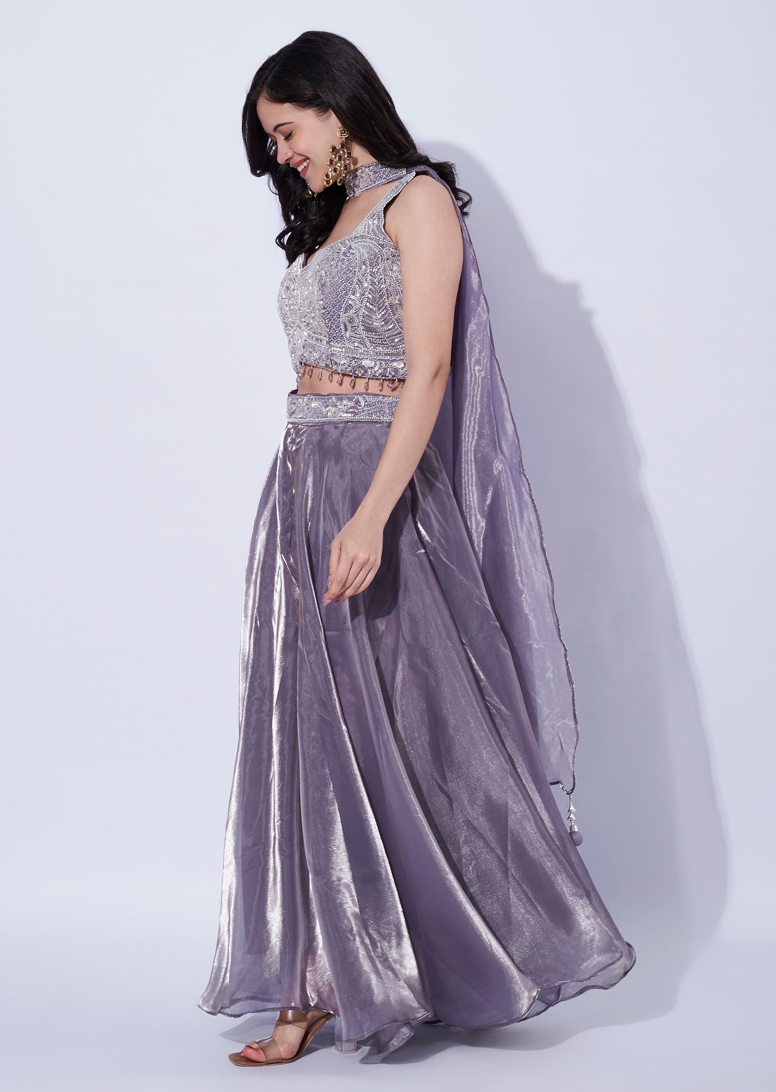 Lilac Indo western Palazzo Set