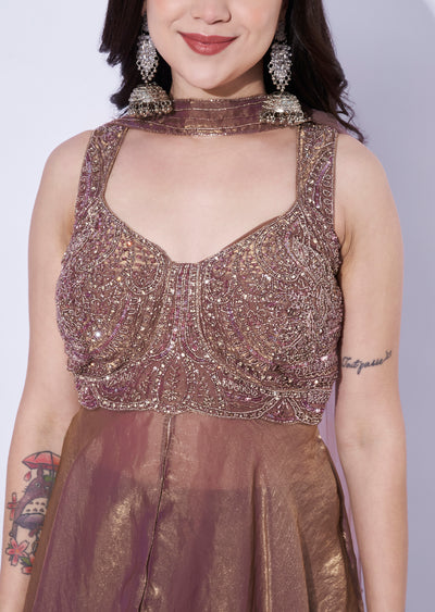 Brown jimichoo Sharara Set