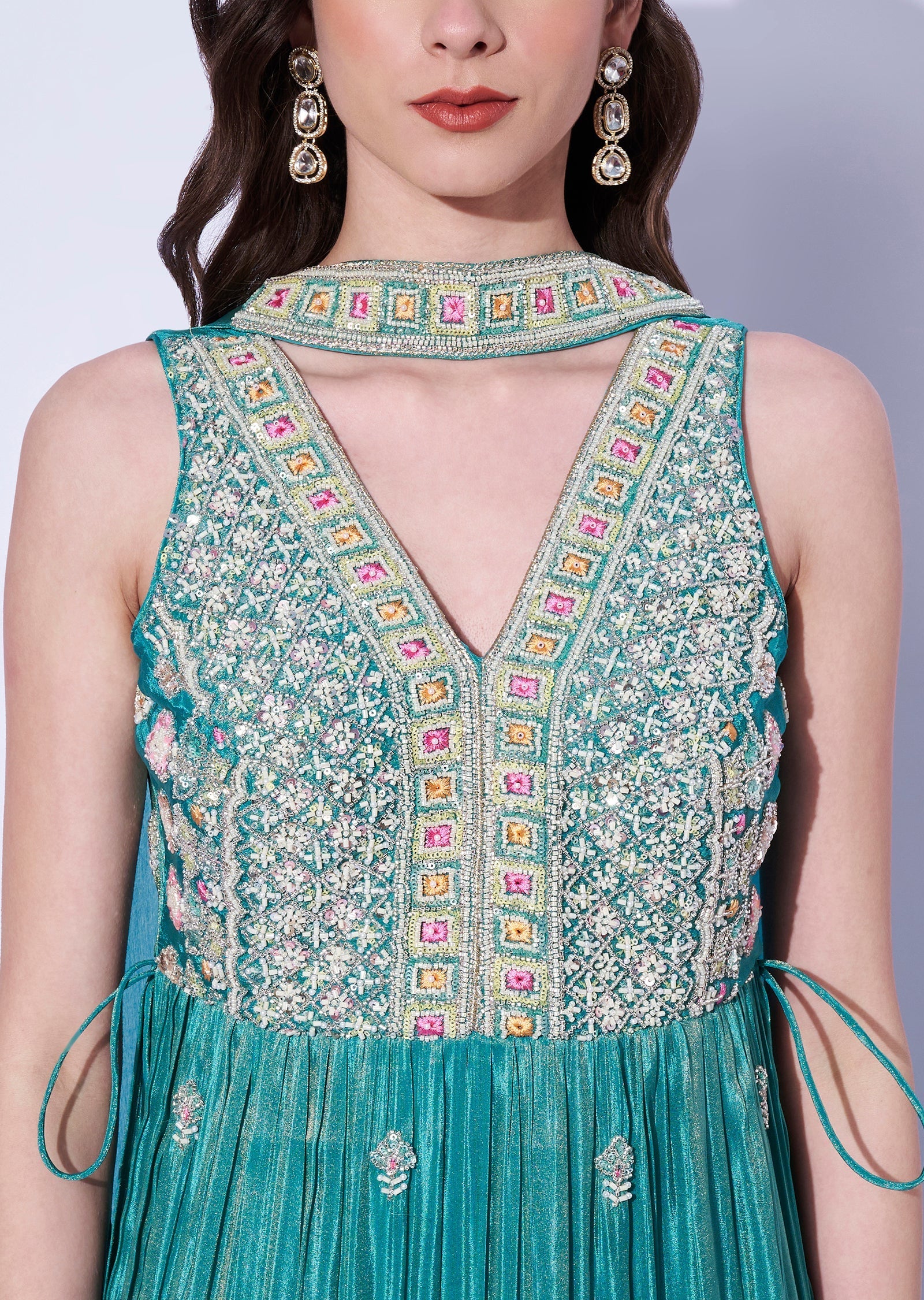 Dusty Blue Tissue Sharara Set