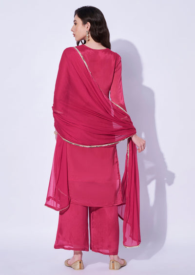 Pink Gold Straight Cut Kurti Set