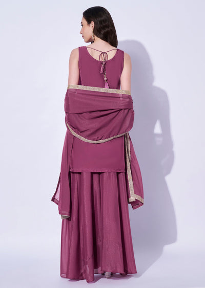 Onion Pink Silk Sharara Set