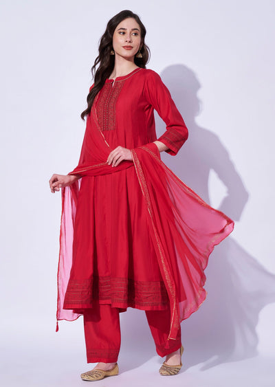 Rani Pink Dola Silk Anarkali