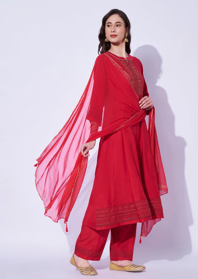 Rani Pink Dola Silk Anarkali