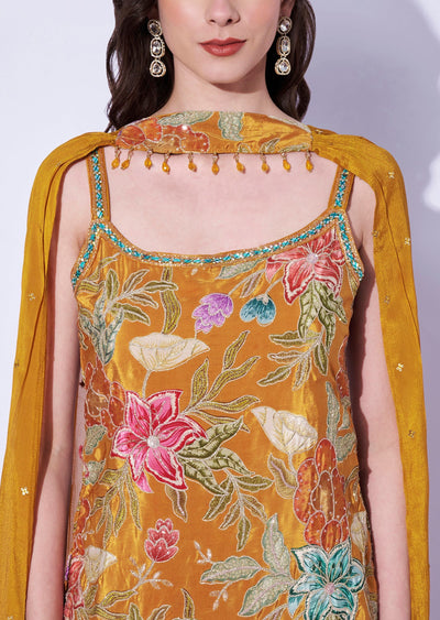 Mustard Silk Sharara Set