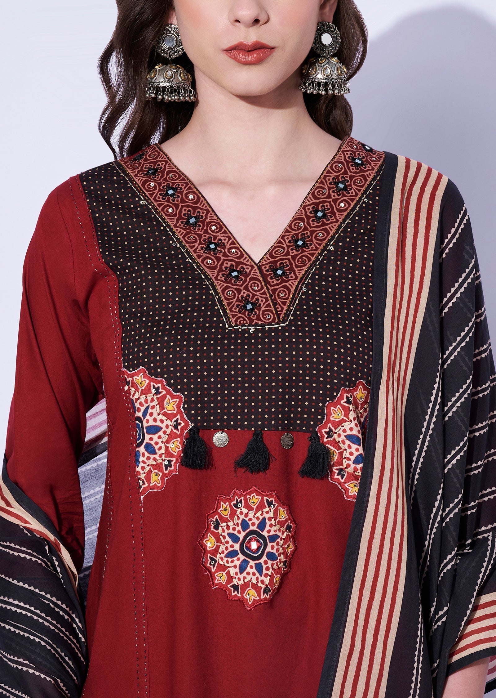 Maroon Cotton Anarkali