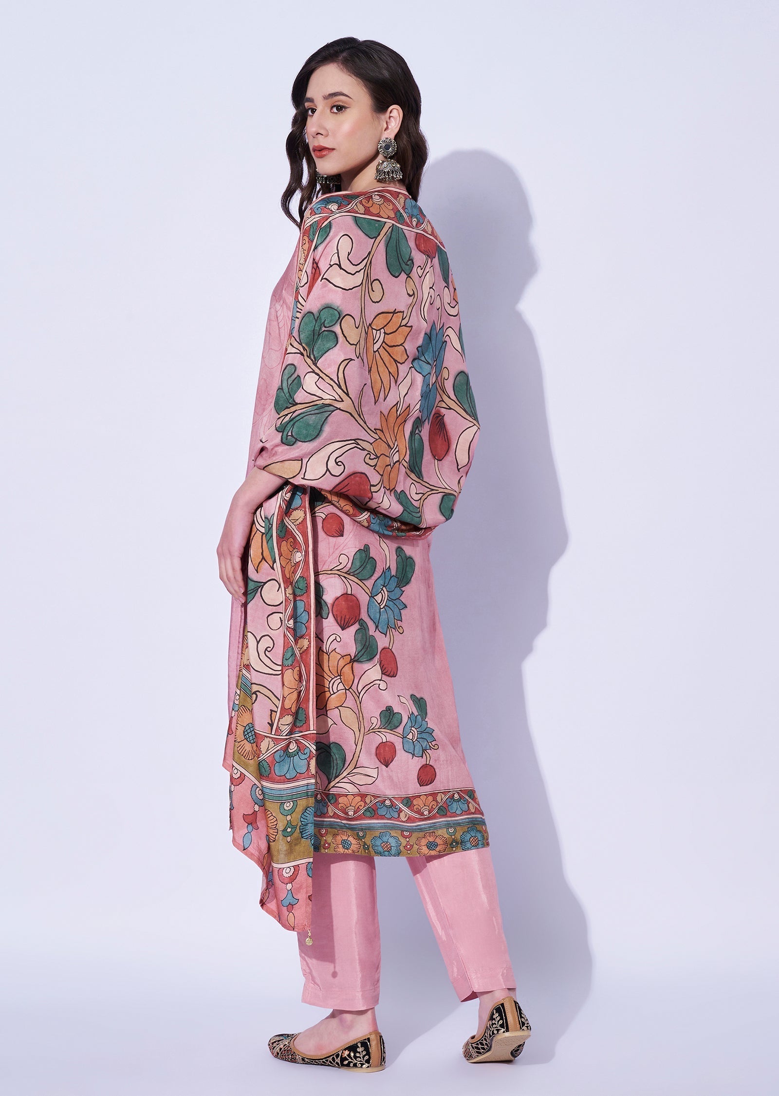 Gajari Crepe Straight Cut Kurti Set