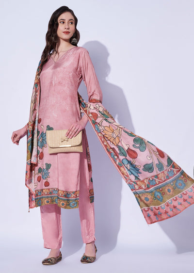 Gajari Crepe Straight Cut Kurti Set
