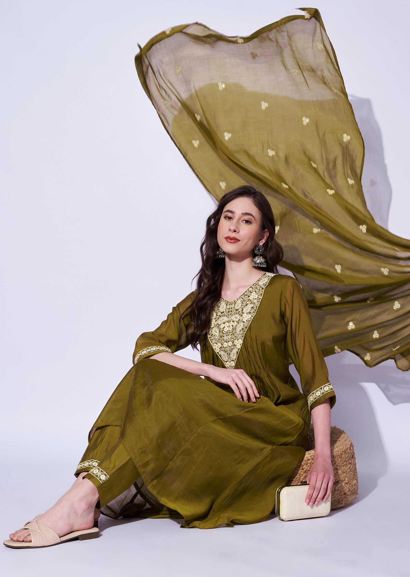 Dark Mustard Russian Silk Anarkali