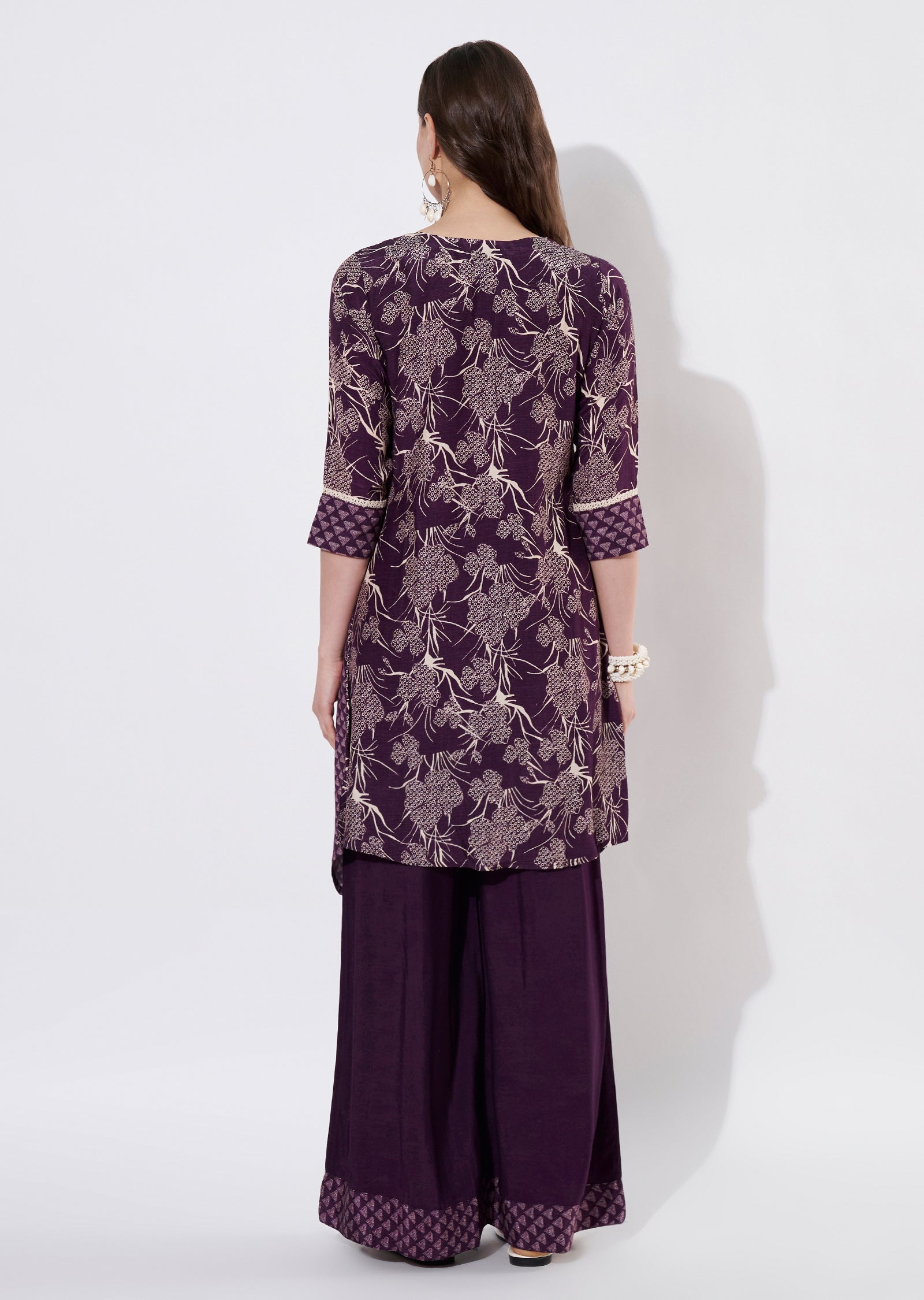 Wine Dola Silk Sharara